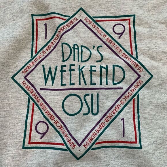 Vintage Hanes Dads Weekend OSU Grey Sweatshirt Graphic Novelty XL - Picture 5 of 8